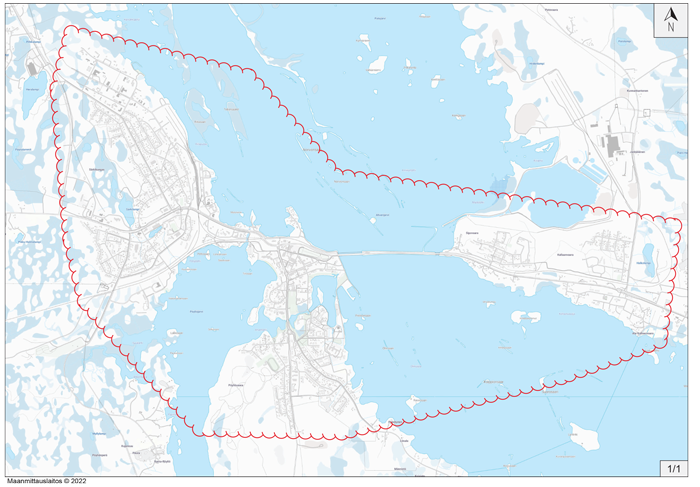 Koillisnetin valokuituverkon alue Kemijärvellä